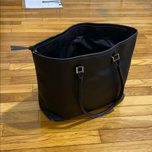 Simple black faux leather tote